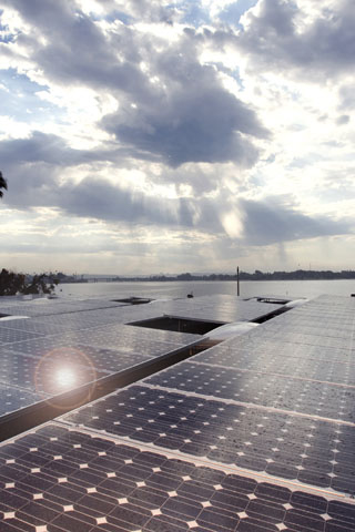 Sunrise over the solar panels